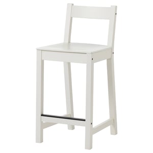 NORDVIKEN Taburete de bar con respaldo, altura de encimera de cocina/blanco, 24 3/8 "