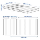 ÖMSINT Colchón resortes envueltos cama xtr, 38 1/4x74 3/4 "