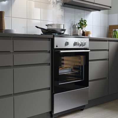ÖRMINGE Horno+estufa de gas, acero inoxidable, 24 "