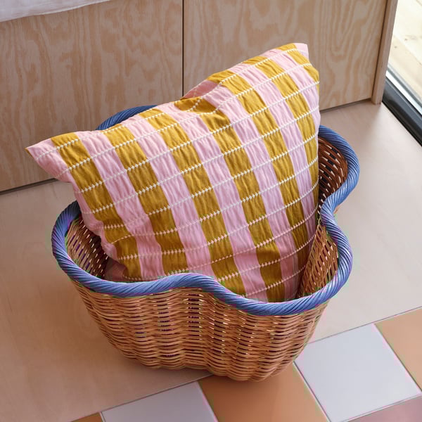 OMMJÄNGE Funda para cojín, rosado/beige, 20x20 "