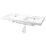 ORRSJÖN Lavamanos doble+sifón, blanco monomando de 4", 49x21 3/4 "