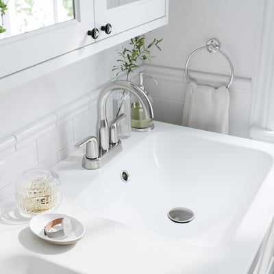 ORRSJÖN Lavamanos doble+sifón, blanco monomando de 4", 49x21 3/4 "