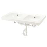 ORRSJÖN Lavamanos doble+sifón, blanco, 37x21 3/4 "