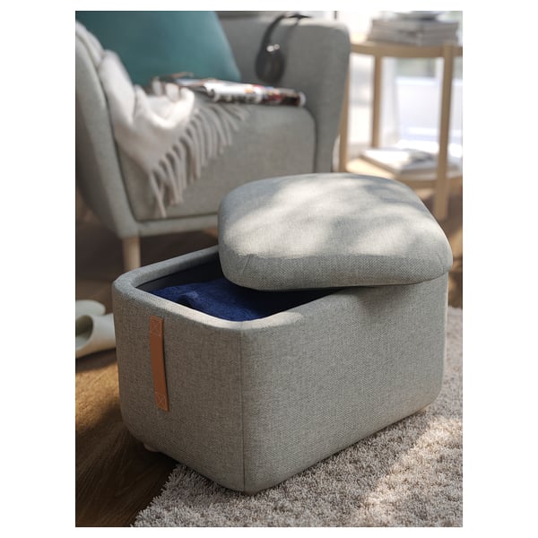 OSKARSHAMN Reposapiés+almacenamiento, Tibbleby beige/gris