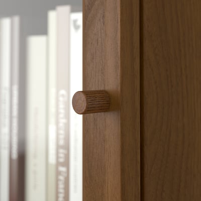 OXBERG Puerta de vidrio, marrón efecto de nogal, 15 1/2x13 3/4 "