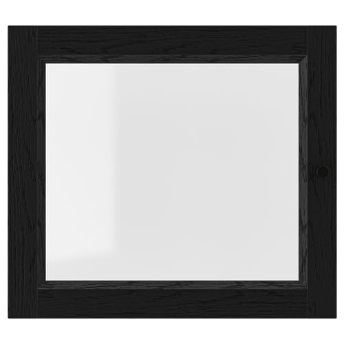 OXBERG Puerta de vidrio, negro efecto de roble, 15 1/2x13 3/4 "