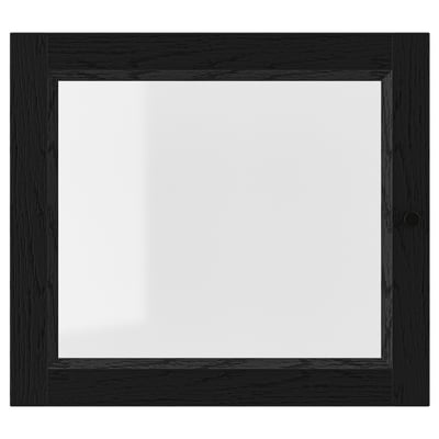 OXBERG Puerta de vidrio, negro efecto de roble, 15 1/2x13 3/4 "