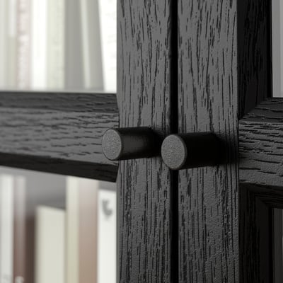 OXBERG Puerta de vidrio, negro efecto de roble, 15 1/2x75 3/4 "