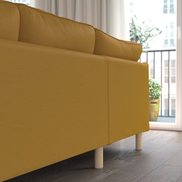 PÄRUP Sofá esquinero, 4 plazas, Vissle marrón amarillento