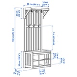 PANGET Perchero+banca y zapatero, blanco, 33 1/2x16 1/8x78 3/4 "