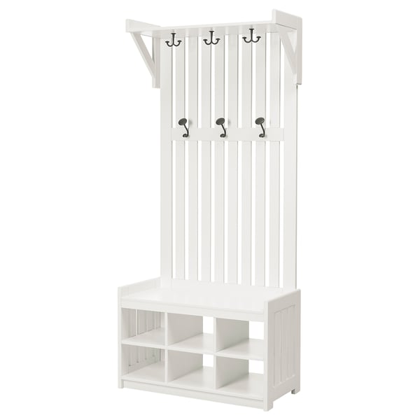 PANGET Perchero+banco almacenaje zapatos, blanco, 33 1/2x16 1/8x78 3/4 "