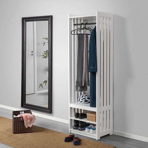 PANGET Perchero+módulo almacenaje zapatos, blanco, 23 3/8x16x75 "