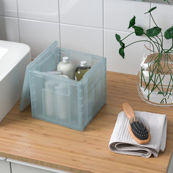 PANSARTAX Caja de almacenamiento+tapa, transparente gris-azul, 6 ½x6 ½x6 ½ "