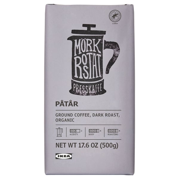 PÅTÅR Café presión molido, tueste oscuro orgánico/Rainforest Alliance Certified, 1 lb