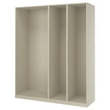PAX 3 armazones de ropero, beige grisáceo, 78 5/8x22 7/8x93 1/8 "