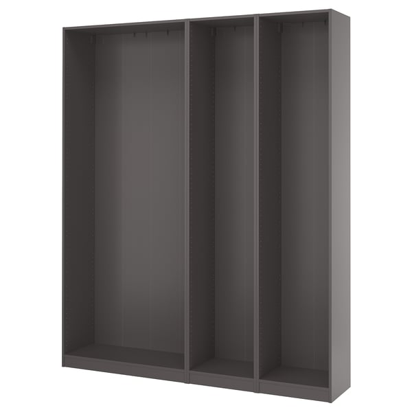 PAX 3 armazones de ropero, gris oscuro, 78 5/8x13 3/4x93 1/8 "