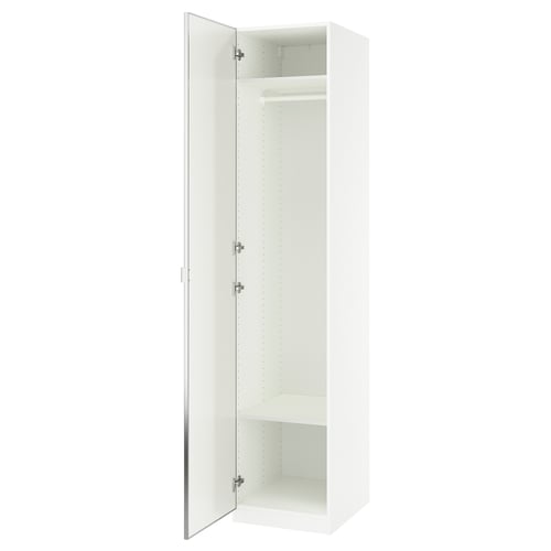 PAX / ÅHEIM Combinación de armario, blanco/espejo de vidrio, 19 5/8x23 5/8x93 1/8 "