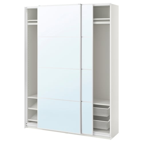 PAX / AULI Armario+puertas corredizas, blanco/espejo de vidrio, 59x16 7/8x79 1/4 "