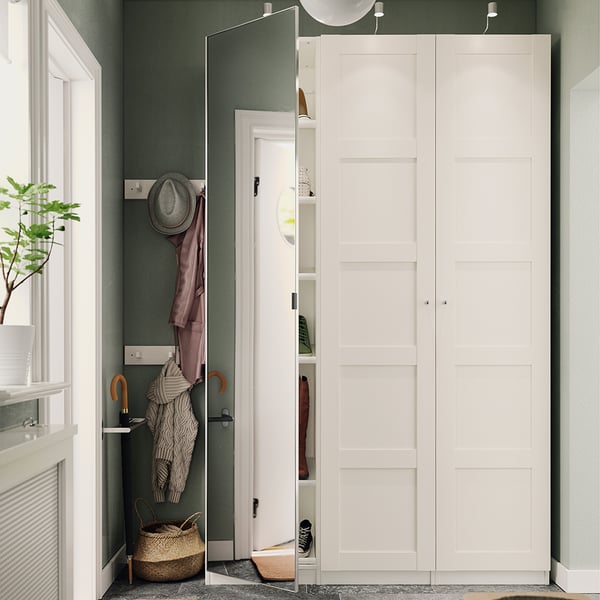 PAX / BERGSBO/ÅHEIM Combinación de armario, blanco/espejo de vidrio, 59x15x79 1/4 "