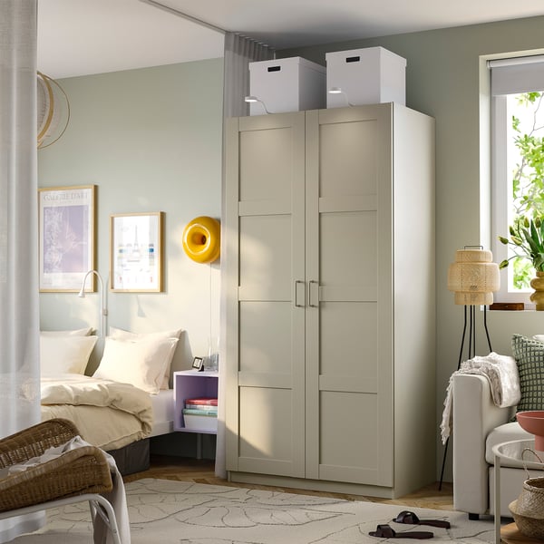 PAX / BERGSBO Combinación de armario, beige grisáceo/beige grisáceo, 39 3/8x23 5/8x79 1/4 "