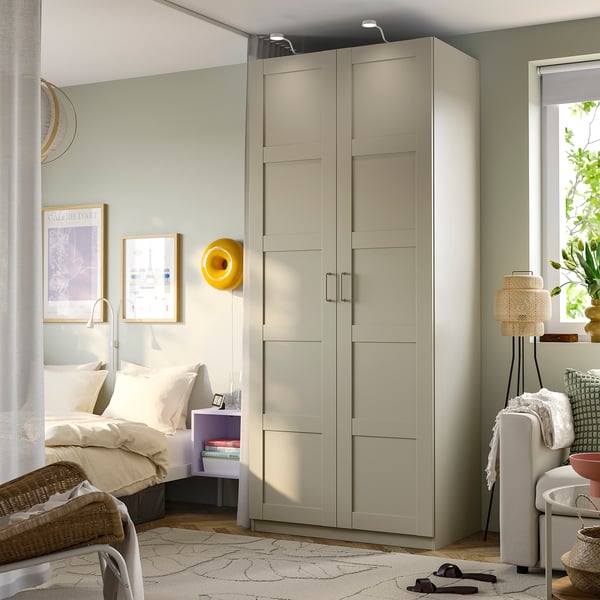 PAX / BERGSBO Combinación de armario, beige grisáceo/beige grisáceo, 39 3/8x23 5/8x93 1/8 "