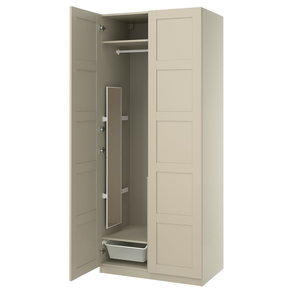 PAX / BERGSBO Combinación de armario, beige grisáceo/beige grisáceo, 39 3/8x23 5/8x93 1/8 "
