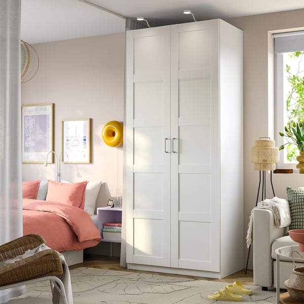 PAX / BERGSBO Combinación de armario, blanco/blanco, 39 3/8x23 5/8x93 1/8 "