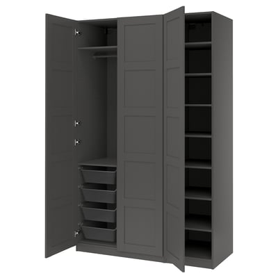 PAX / BERGSBO Combinación de armario, gris oscuro/gris oscuro, 59x23 5/8x93 1/8 "