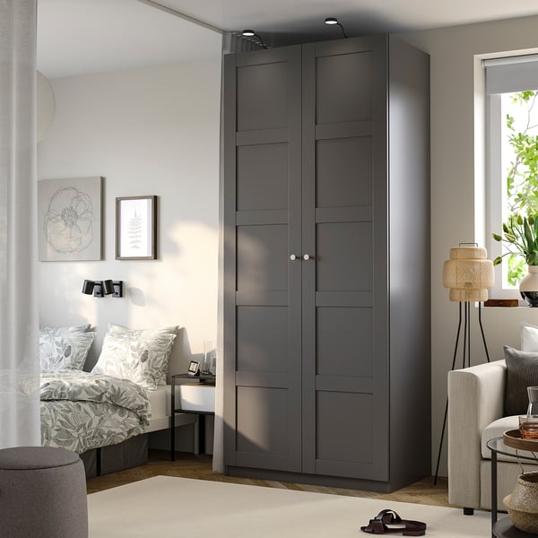 PAX / BERGSBO Combinación de armario, gris oscuro/gris oscuro, 39 3/8x23 5/8x93 1/8 "