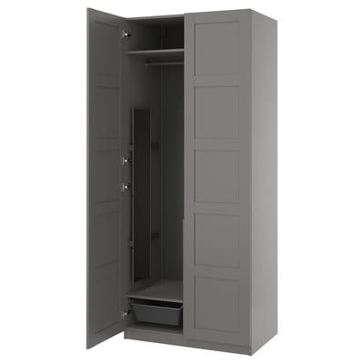 PAX / BERGSBO Combinación de armario, gris oscuro/gris oscuro, 39 3/8x23 5/8x93 1/8 "