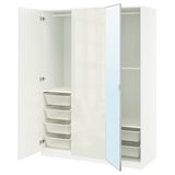 PAX / FARDAL/ÅHEIM Combinación de armario, alto brillo blanco/espejo de vidrio, 59x23 5/8x79 1/4 "