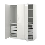 PAX / FARDAL/ÅHEIM Combinación de armario, blanco/alto brillo/blanco espejo de vidrio, 59x23 5/8x79 1/4 "