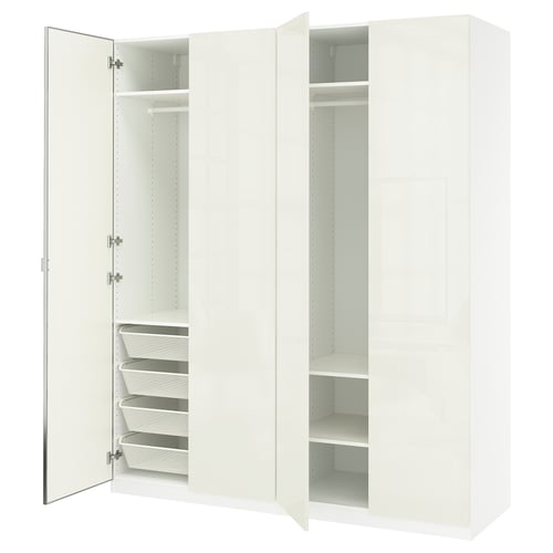 PAX / FARDAL/ÅHEIM Combinación de armario, blanco alto brillo/blanco espejo de vidrio, 78 3/4x23 5/8x93 1/8 "