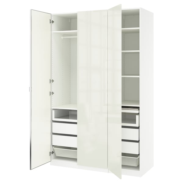 PAX / FARDAL/ÅHEIM Combinación de armario, blanco/alto brillo/blanco espejo de vidrio, 59x23 5/8x93 1/8 "