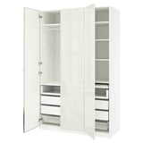 PAX / FARDAL/ÅHEIM Combinación de armario, blanco/alto brillo/blanco espejo de vidrio, 59x23 5/8x93 1/8 "