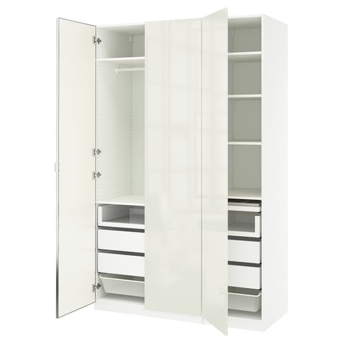 PAX / FARDAL/ÅHEIM Combinación de armario, blanco/alto brillo/blanco espejo de vidrio, 59x23 5/8x93 1/8 "