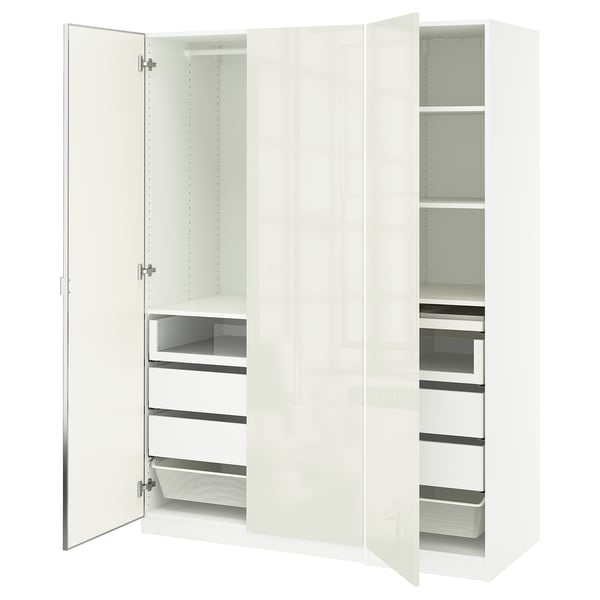 PAX / FARDAL/ÅHEIM Combinación de armario, blanco/alto brillo/blanco espejo de vidrio, 59x23 5/8x79 1/4 "