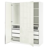 PAX / FARDAL/ÅHEIM Combinación de armario, blanco/alto brillo/blanco espejo de vidrio, 59x23 5/8x79 1/4 "