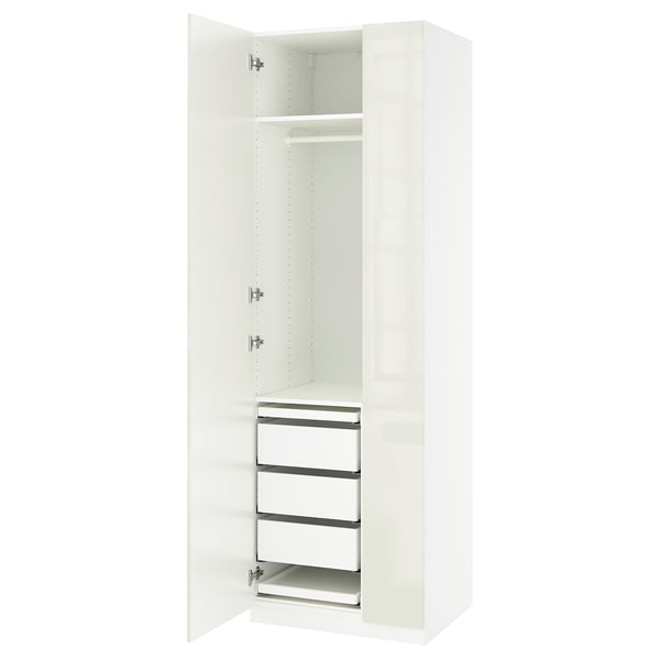 PAX / FARDAL Combinación de armario, alto brillo/blanco, 29 1/2x23 5/8x93 1/8 "