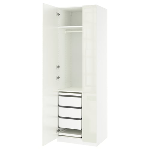 PAX / FARDAL Combinación de armario, alto brillo/blanco, 29 1/2x23 5/8x93 1/8 "