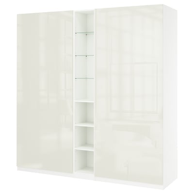 PAX / FARDAL Combinación de armario, blanco alto brillo/blanco blanco, 92 1/2x23 5/8x93 1/8 "