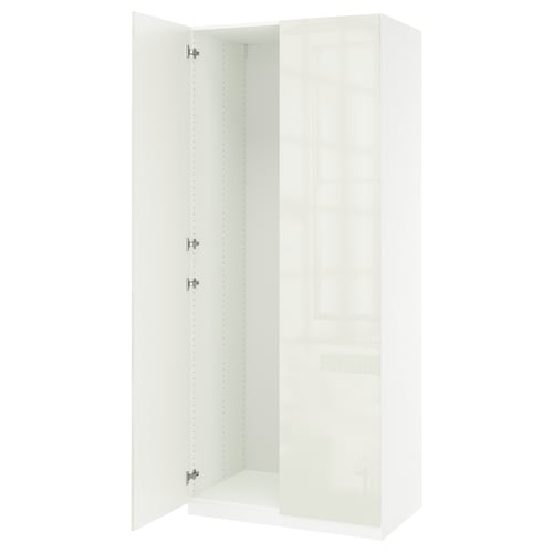 PAX / FARDAL Combinación de armario, blanco/alto brillo/blanco, 39 3/8x23 1/2x93 1/8 "