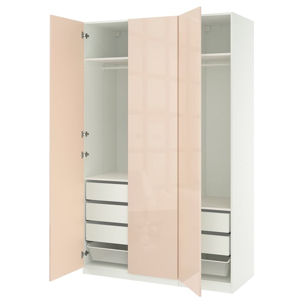 PAX / FARDAL Combinación de armario, blanco/alto brillo naranja clara, 59x23 5/8x93 1/8 "