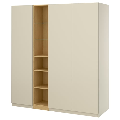 PAX / FORSAND Combinación de armario, beige grisáceo beige grisáceo/efecto de roble, 72 7/8x23 5/8x79 1/8 "