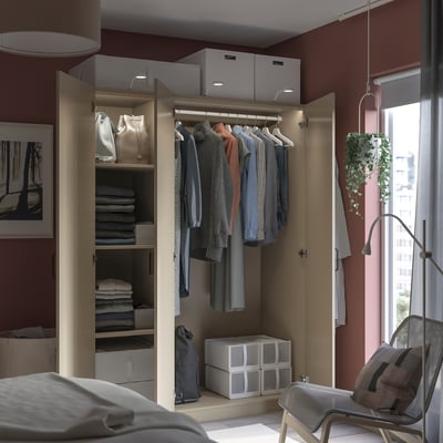 PAX / FORSAND Combinación de armario, beige grisáceo/beige grisáceo, 59x23 5/8x79 1/4 "