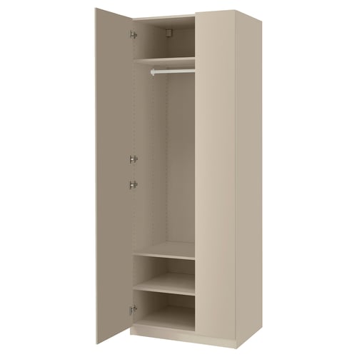 PAX / FORSAND Combinación de armario, beige grisáceo/beige grisáceo, 29 1/2x23 5/8x93 1/8 "