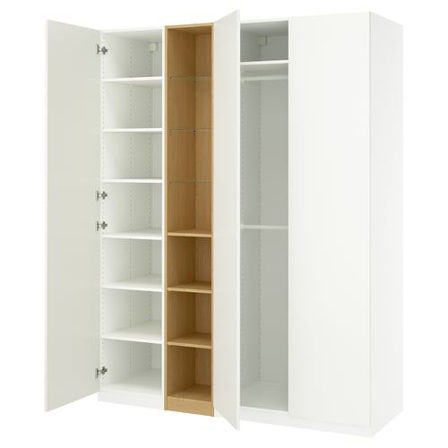 PAX / FORSAND Combinación de armario, blanco blanco/efecto de roble, 72 7/8x23 5/8x93 1/8 "