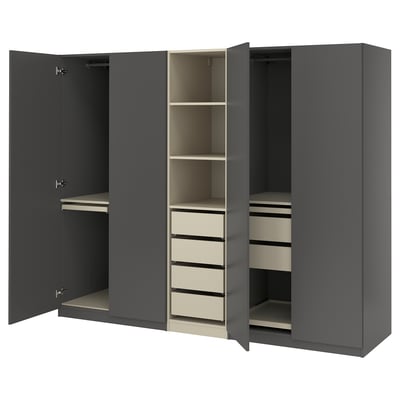 PAX / FORSAND Combinación de armario, gris oscuro beige grisáceo/gris oscuro, 98 3/8x23 5/8x79 1/4 "