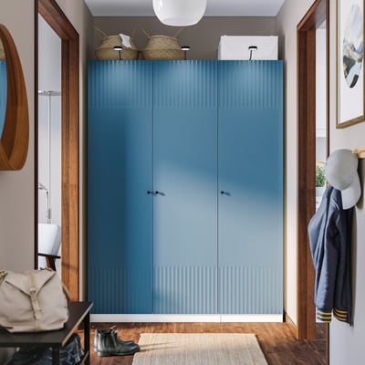 PAX / FYRUDDEN Combinación de armario, blanco/azul, 59x22 7/8x79 1/8 "