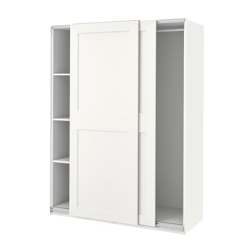 PAX / GRIMO Armario+puertas corredizas, blanco/blanco, 59x26x79 1/4 "